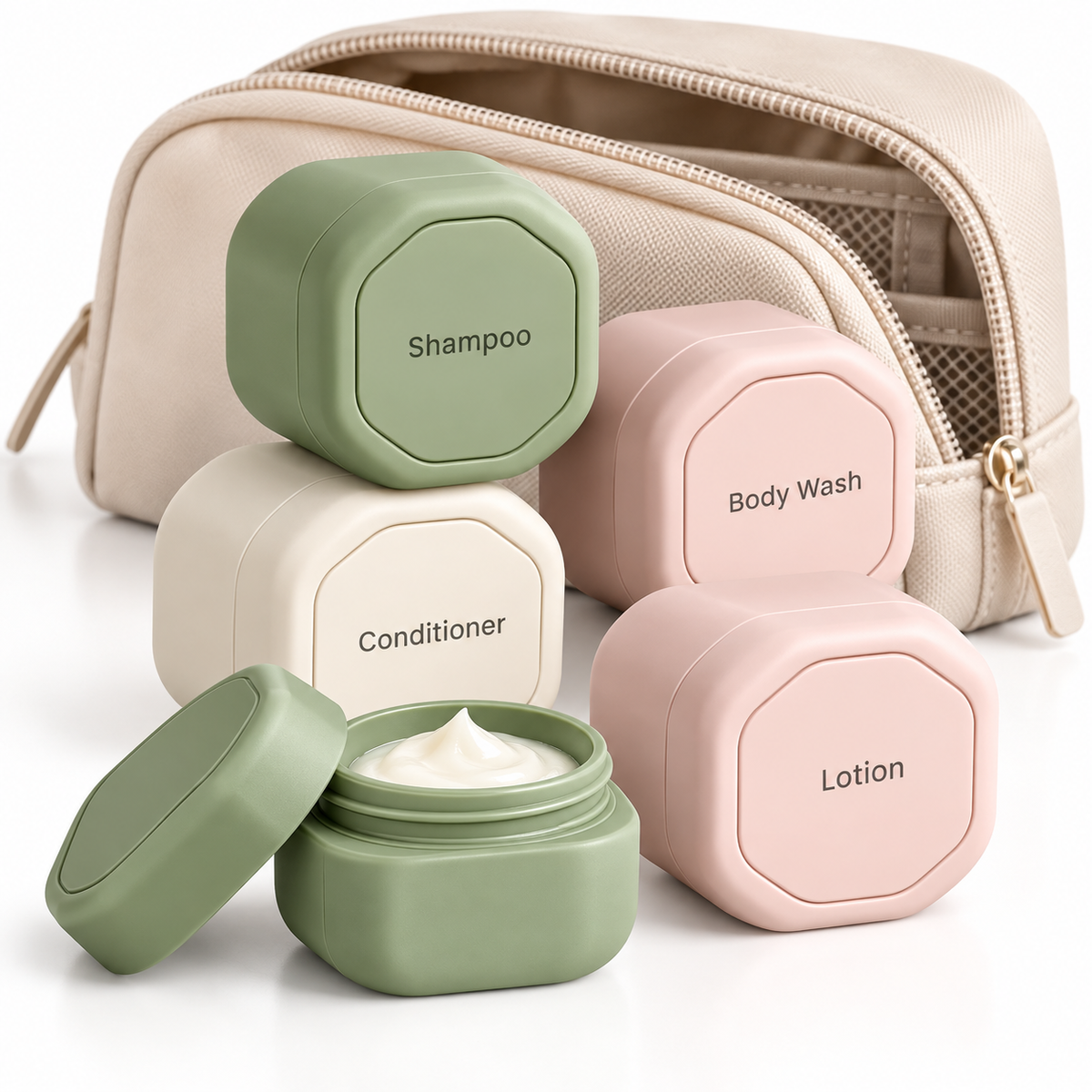 Leakproof Stackable Silicone Travel Toiletry Jars LoungeYard — product view 1