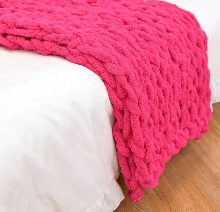 LoungeYard | Chenille Chunky Knitted Blanket, Thick Cable Knit Throw for Couch Bed Sofa — product view 3