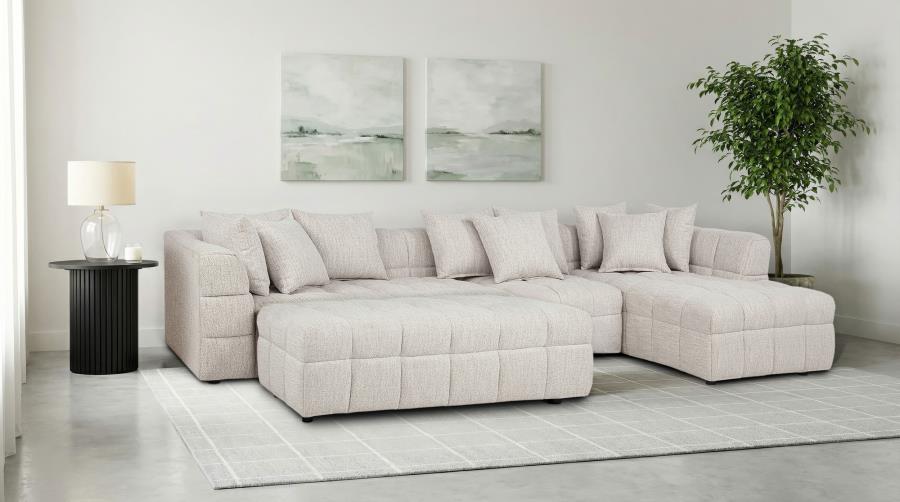 Amara Ivory Textured 4-Piece Sectional Sofa with Chaise and Ottoman – 551911-SET — product view 1