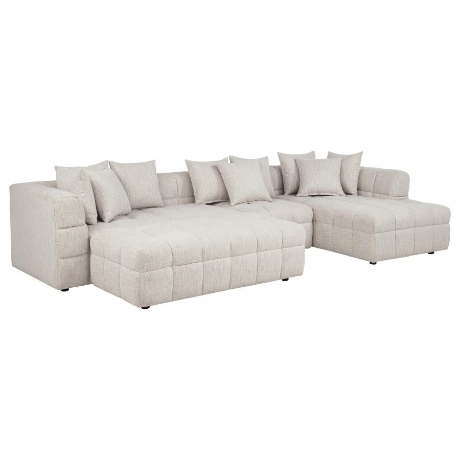 Amara Ivory Textured 4-Piece Sectional Sofa with Chaise and Ottoman – 551911-SET — product view 2