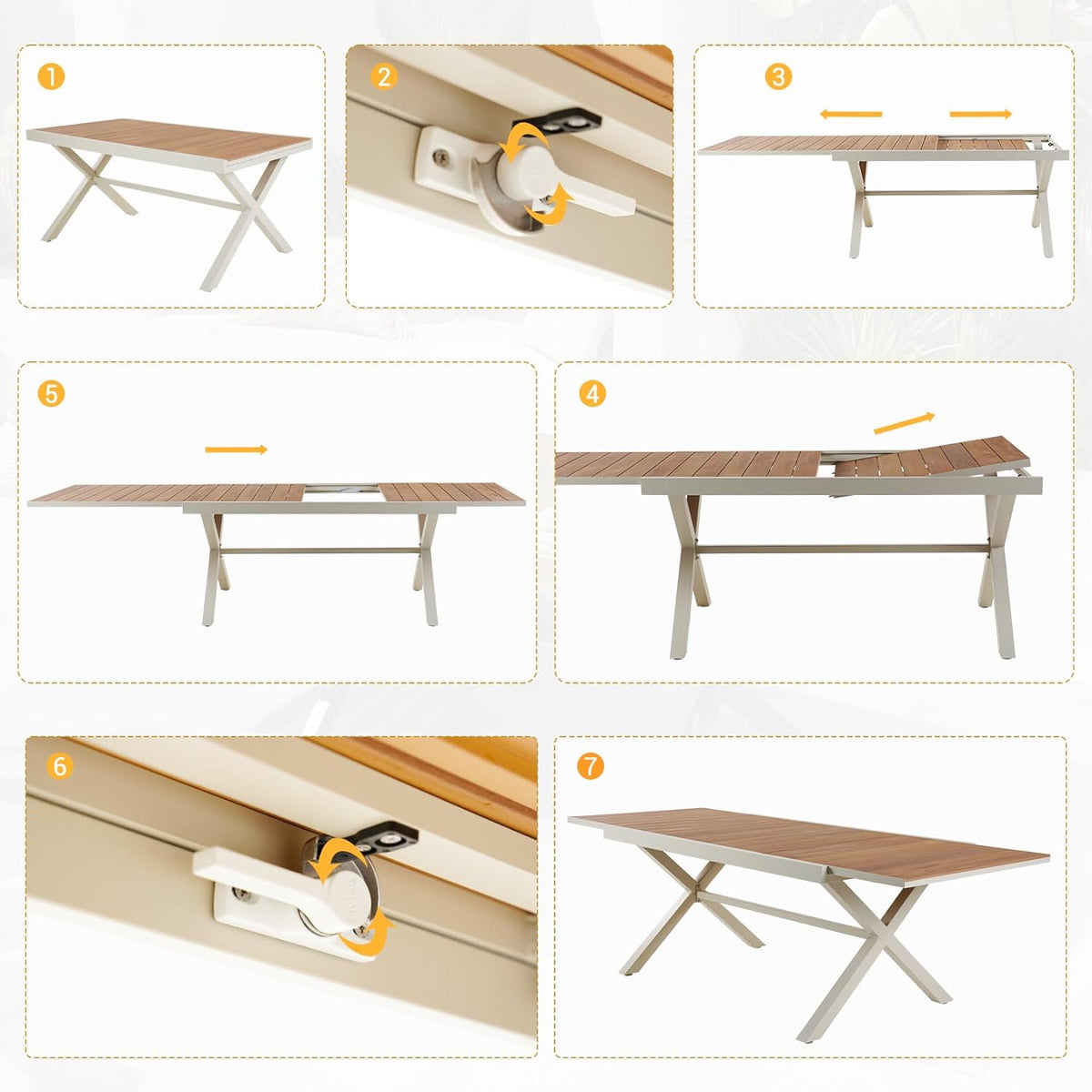 LOUNGE YARD Expandable Patio Dining Table, Extra Large 94.5" Rectangular Table — product view 6