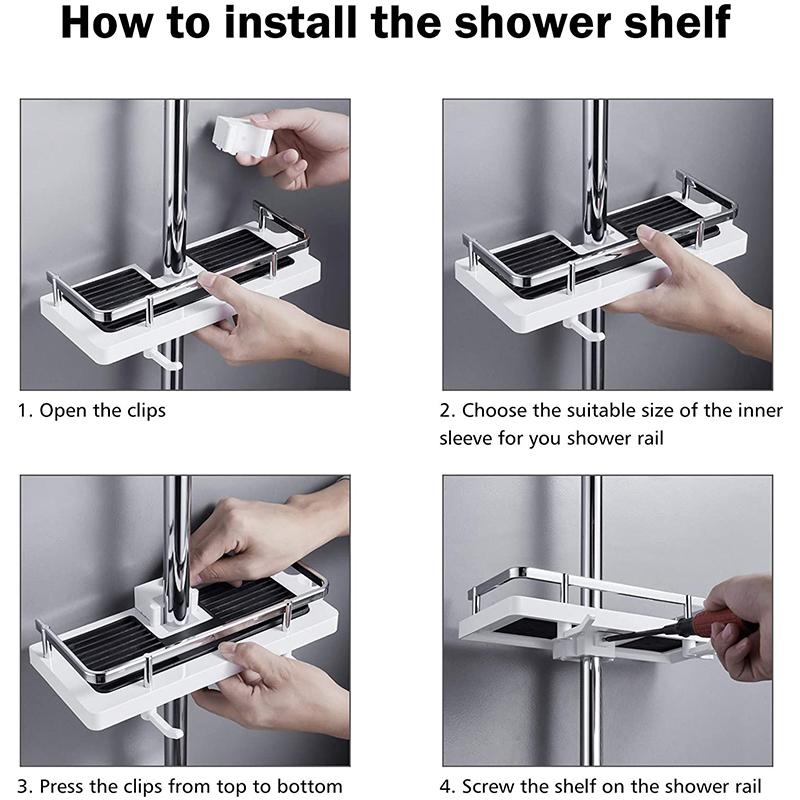 No Drilling Bathroom Pole Shower Storage Rack Holder | LoungeYard — product view 6