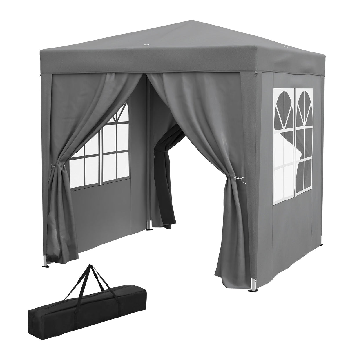 6.6' x 6.6' Pop-Up Canopy Tent with Removable Sidewalls and Carry Bag, Grey — product view 2