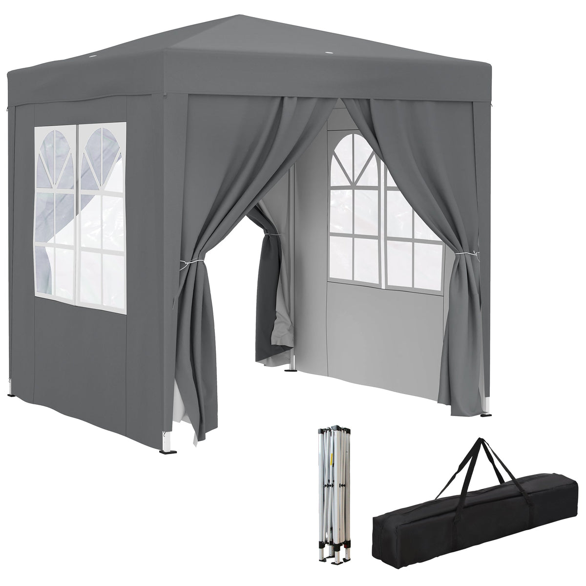 6.6' x 6.6' Pop-Up Canopy Tent with Removable Sidewalls and Carry Bag, Grey — product view 1