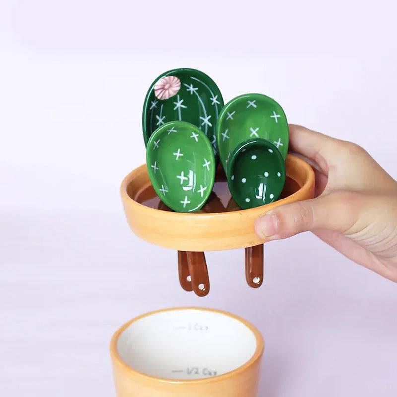 Prickly Cacti Measuring Set, Ceramic Measuring Spoons and Cups | LoungeYard — product view 6