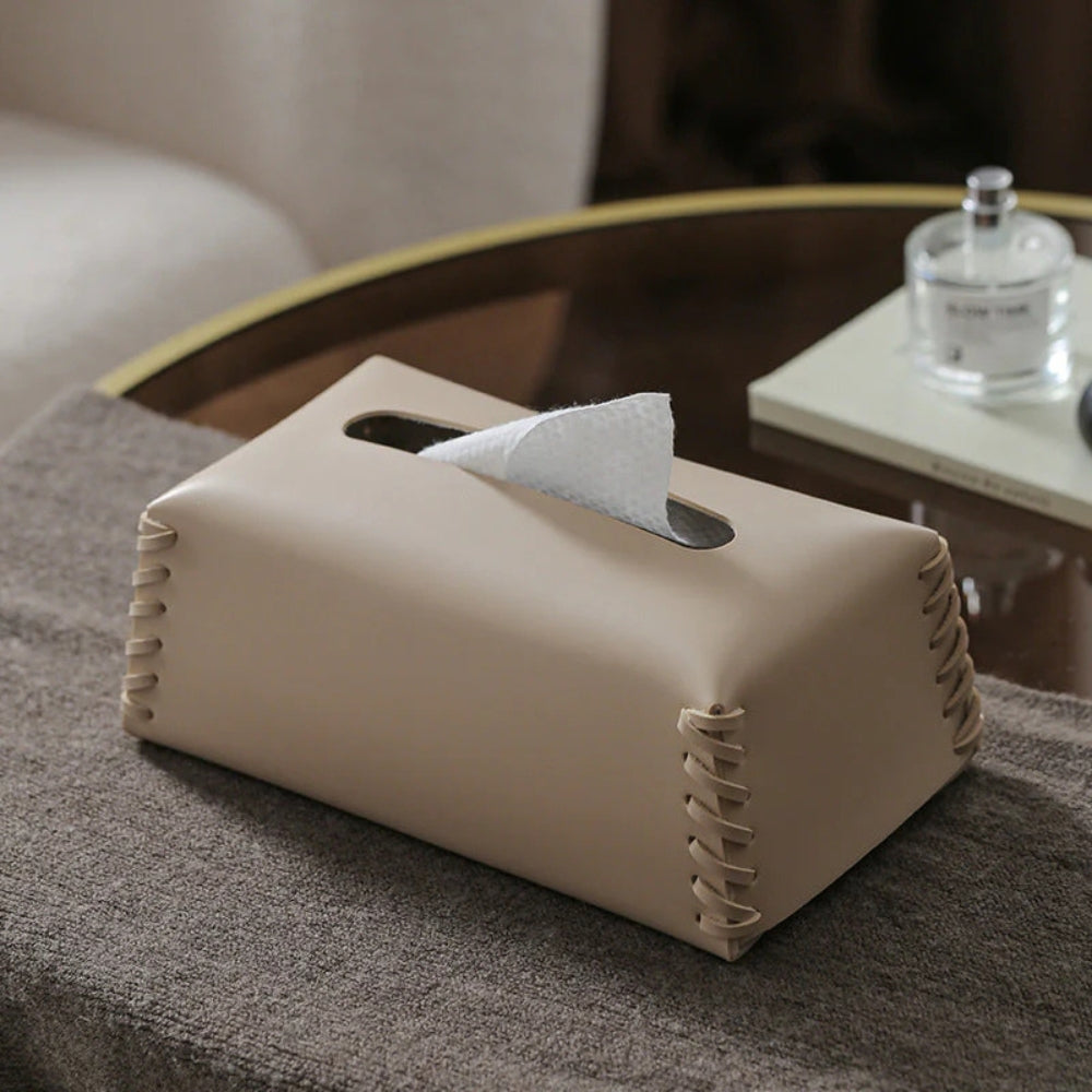 LoungeYard | Stitched Leather Tissue Box Holder — product view 1