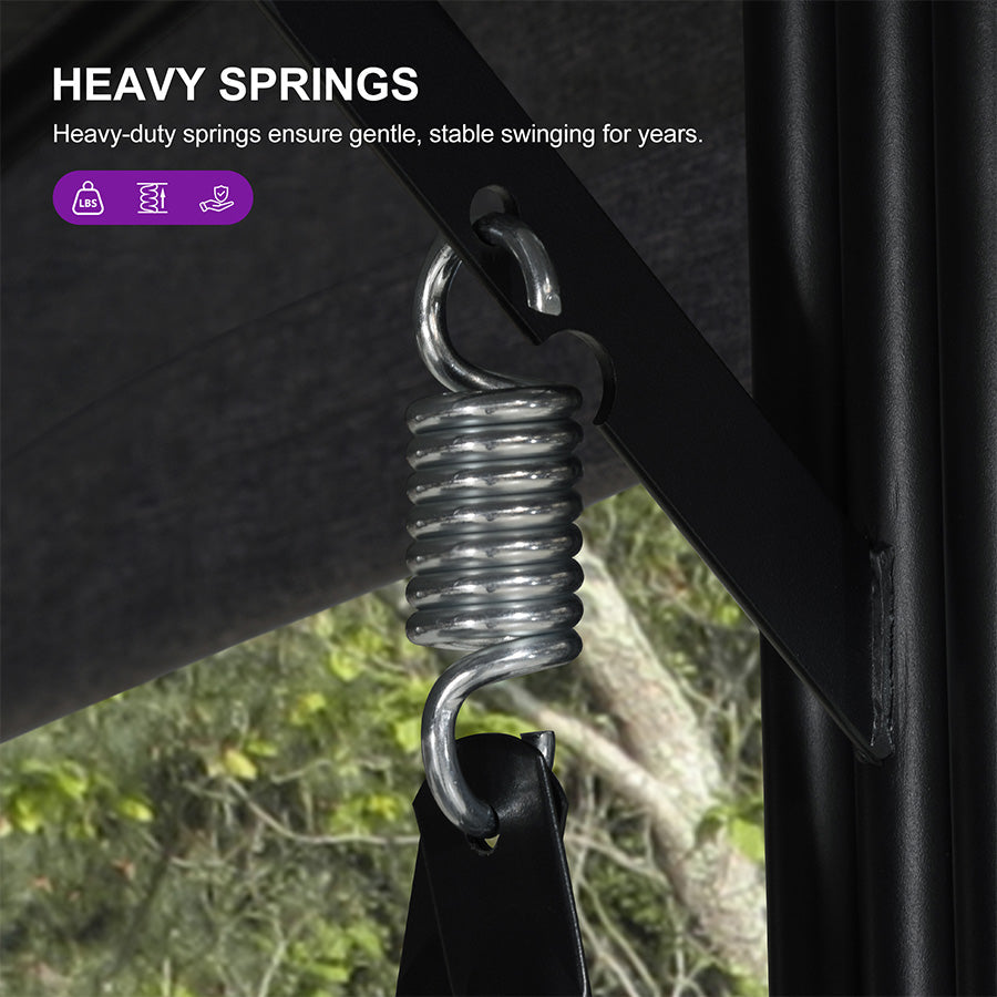 PURPLE LEAF 3-Seat Porch Swing Outdoor w/Cushion & Adjustable Canopy — product view 5
