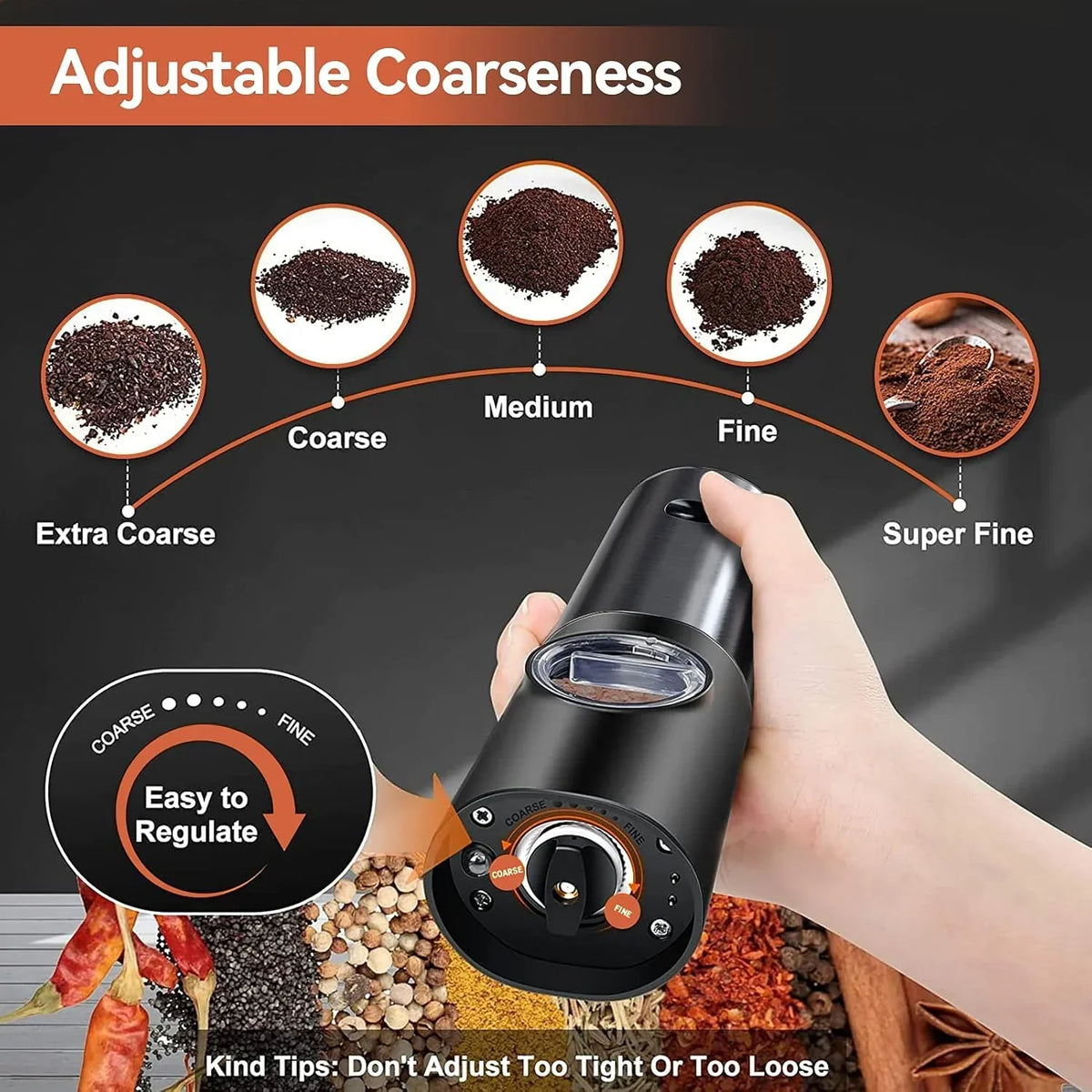 LoungeYard | Noble Electric Salt and Pepper Mill with Battery — product view 3