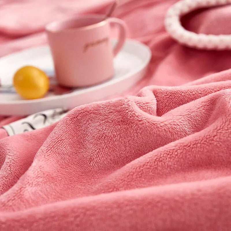 LoungeYard | Pink Flannel Fleece Blanket - BlushCozy — product view 5
