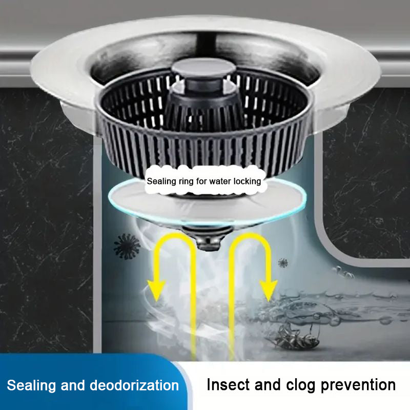3-in-1 Sink Drain Strainer with Anti-Clogging and Odor Control — product view 5