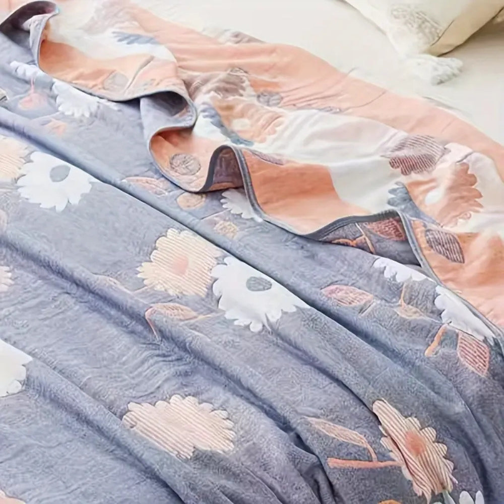 LoungeYard | Zyphara Reversible Cotton Floral Blanket — product view 2