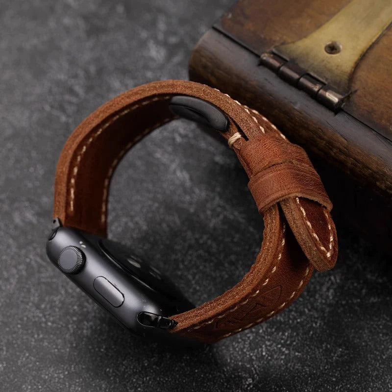 Handcrafted Vintage Leather Apple Watch Band — product view 4