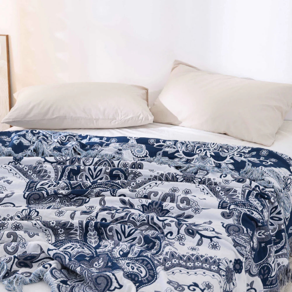 LoungeYard | Paisley Dream Cotton Tassel Blanket — product view 3