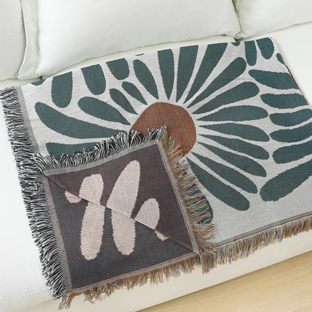 LoungeYard | Floral Daisy Woven Throw Blanket — product view 2