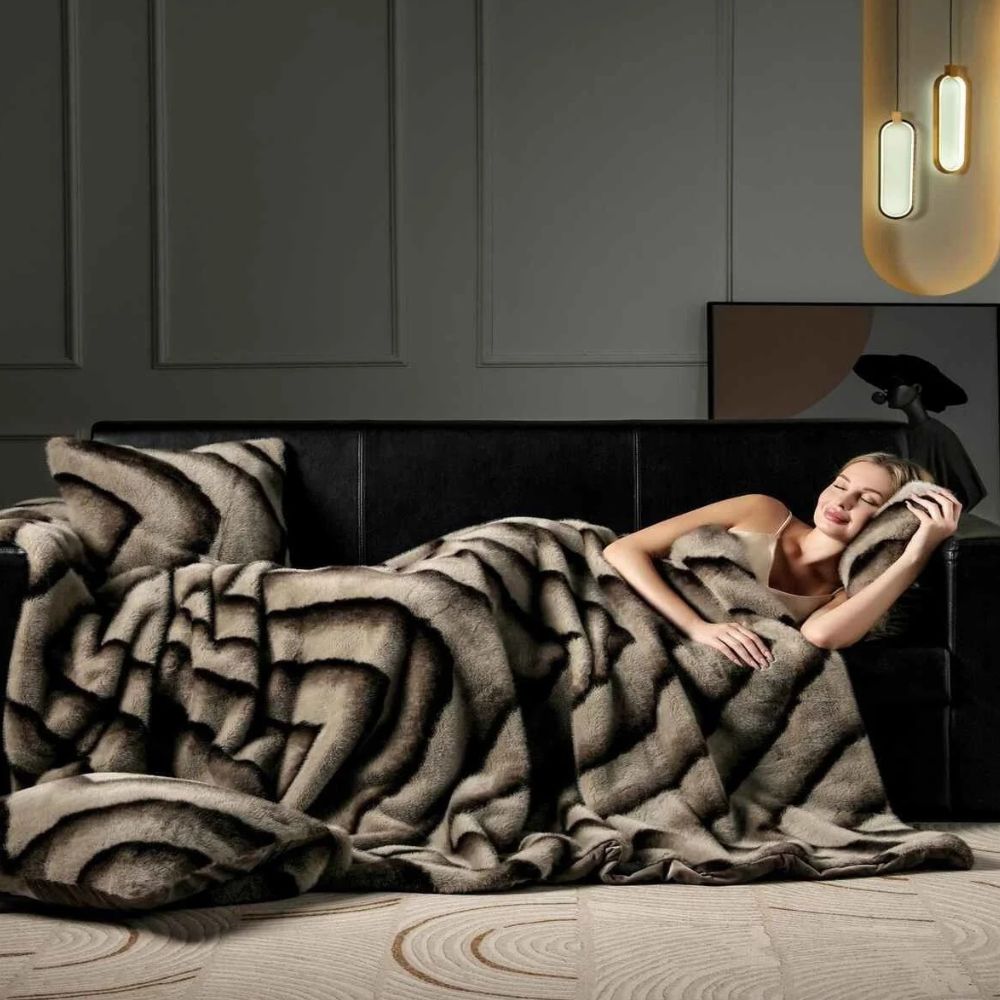 LoungeYard | Ruched Faux Rabbit Fur Blanket — product view 4