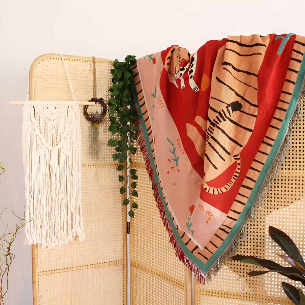 LoungeYard | Leopard Woven Tassel Blanket — product view 6