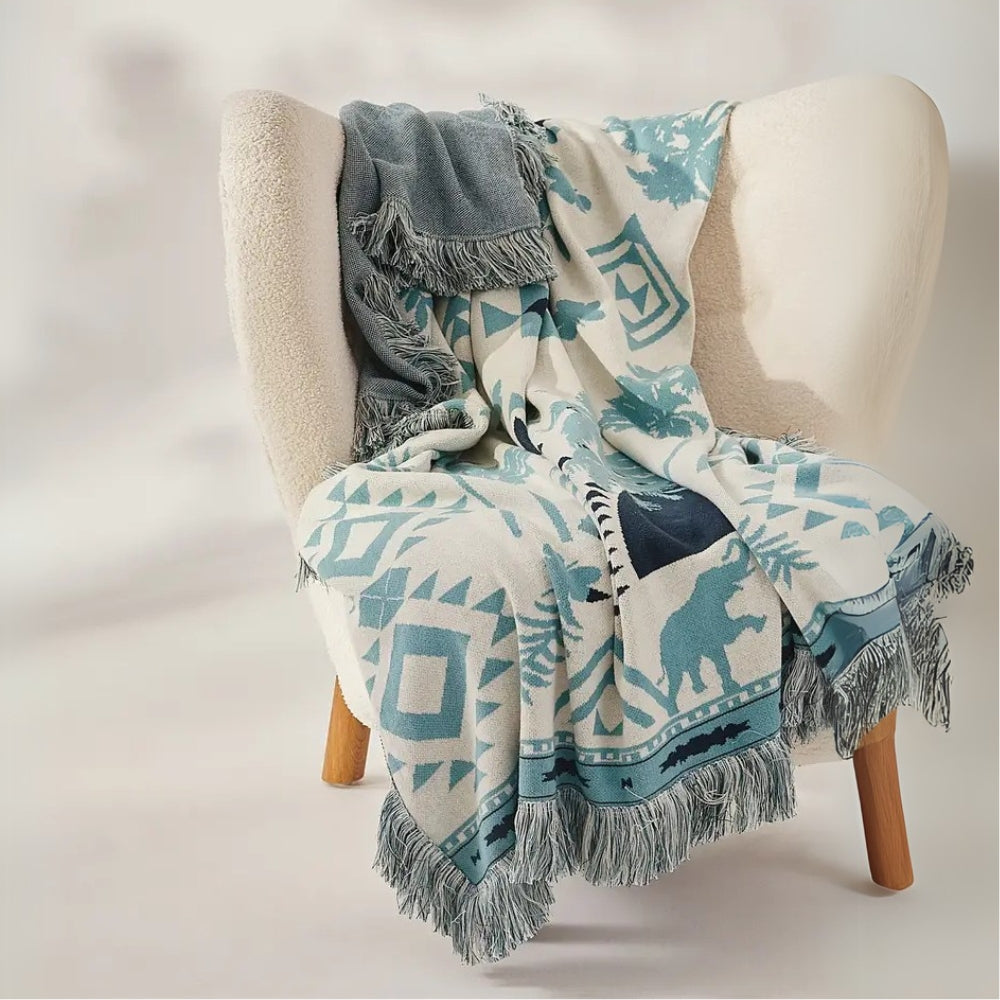LoungeYard | Azura Boho Geometric Knit Blanket — product view 7