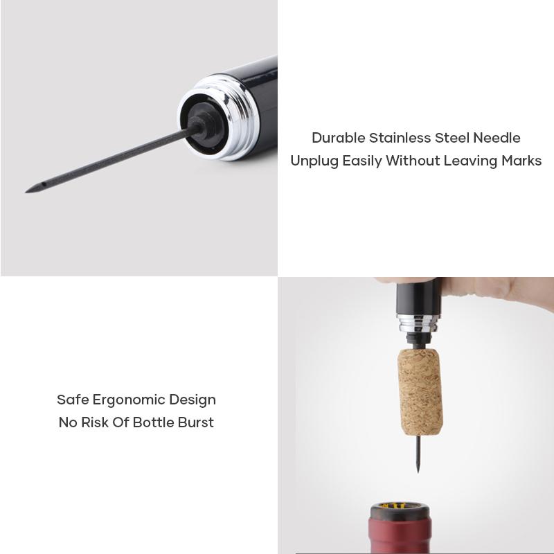 2-in-1 Air Pressure Pump Wine Bottle Opener with Foil Cutter | LoungeYard — product view 4