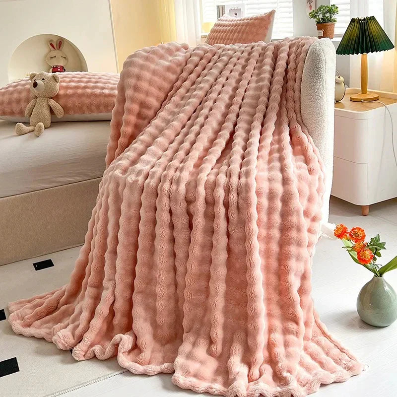 LoungeYard | Luxury Bubble Texture Fleece Blanket - BubbleNest — product view 5