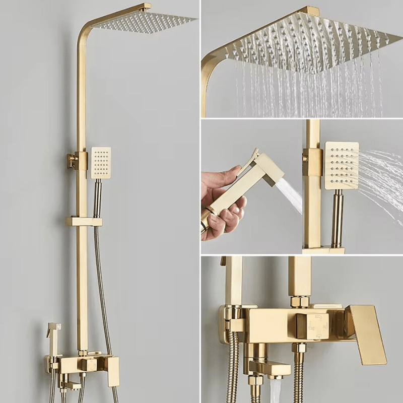 LoungeYard | RainFlow Luxe Rain Shower Set – adjustable brass shower fixture with 4 functions — product view 7