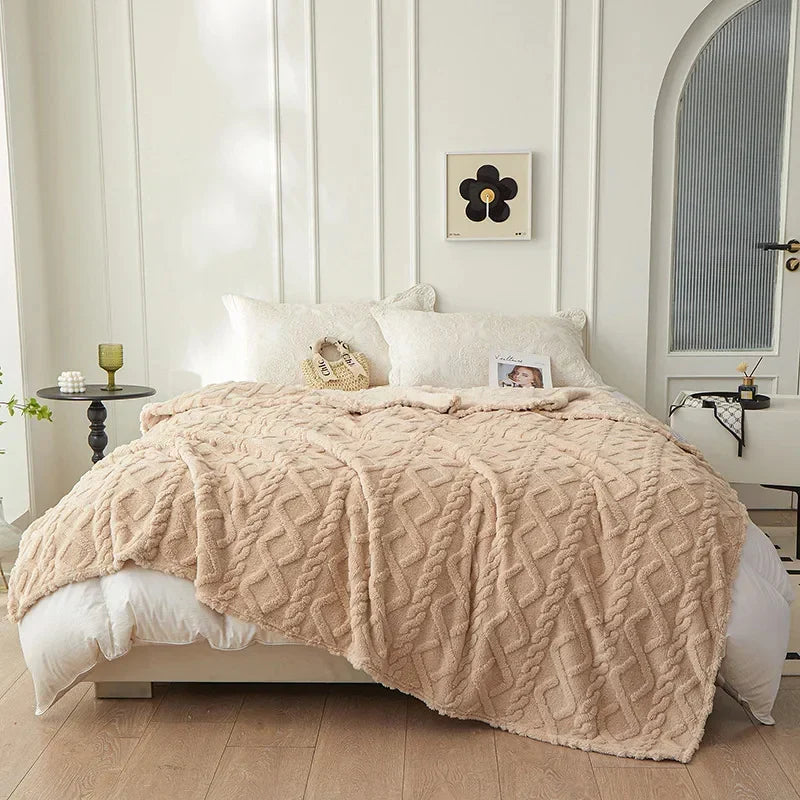 LoungeYard | Reversible Thick Lambswool Blanket - CozyLuxe — product view 7