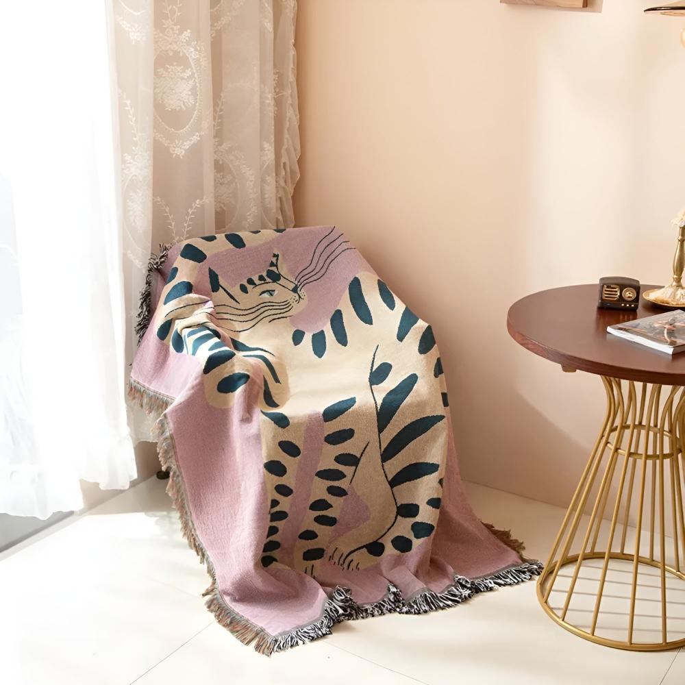 LoungeYard | Artful She Tiger Throw Blanket — product view 3