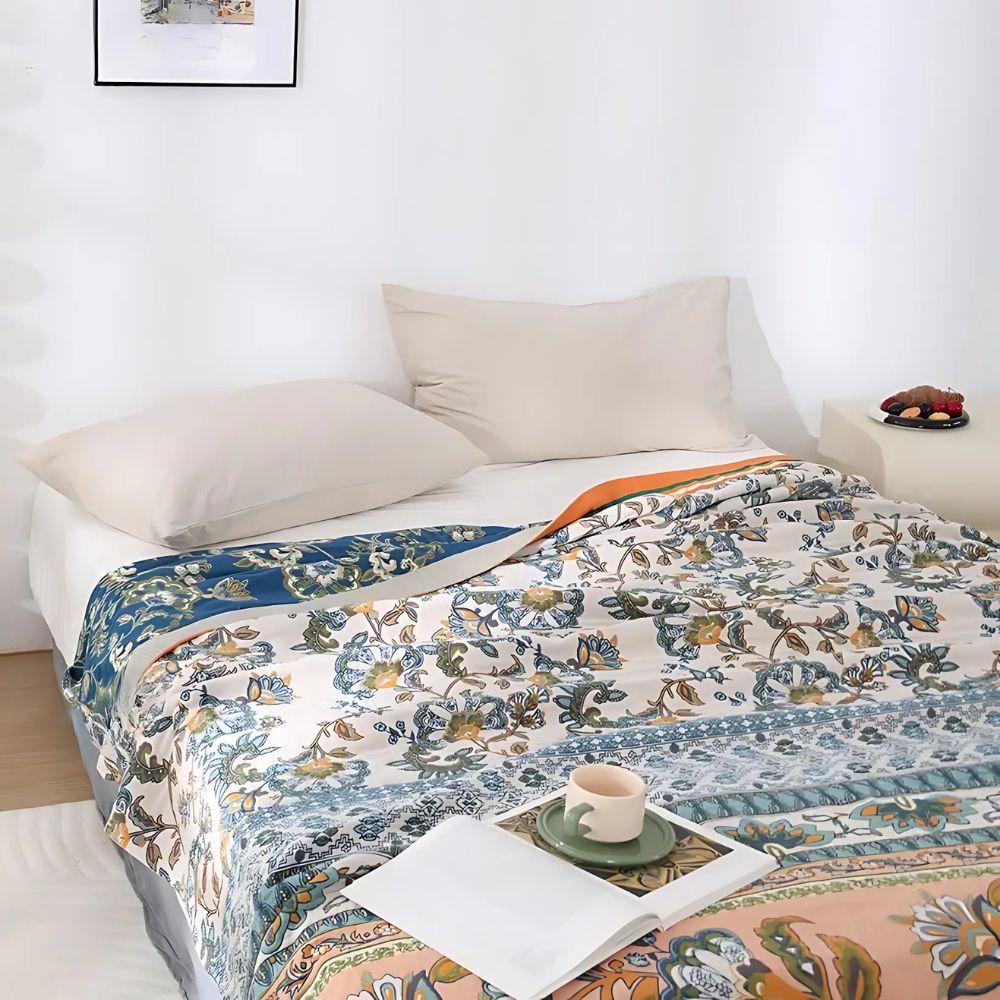 LoungeYard | Meadow Bliss Boho Floral Blanket — product view 2