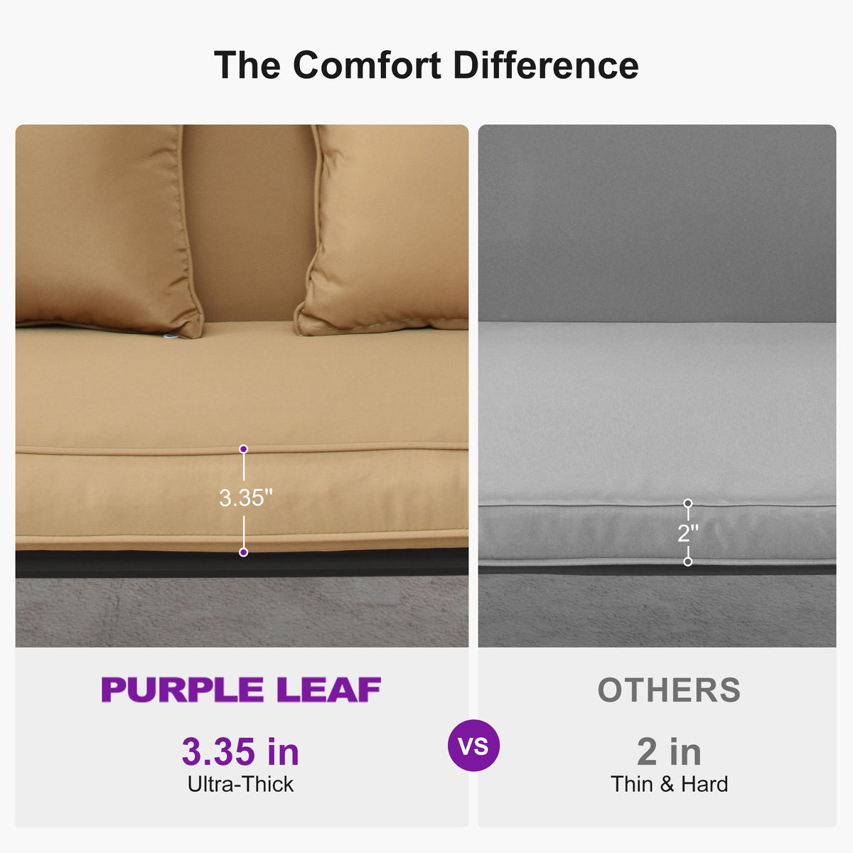 PURPLE LEAF Porch Swing with Adjustable Tilt Canopy Patio Swing with Stand and Meatl Steel Frame All-Weather Outdoor Swing Chair Seat Space-Saving for Backyard Garden Deck — product view 6