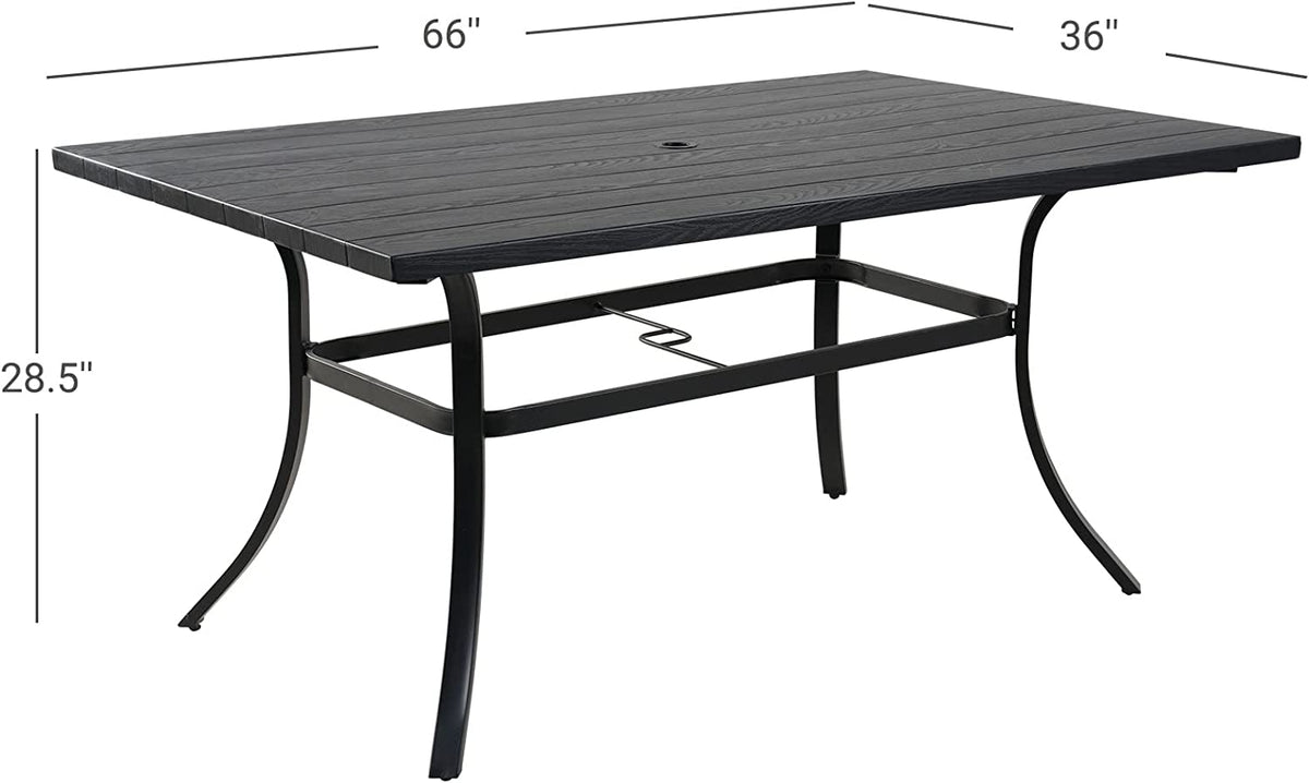 LOUNGE YARD Outdoor 42'' Metal Dining Table Round with 1.5“ Umbrella Hole, Rust-Free Steel Picnic Table — product view 4