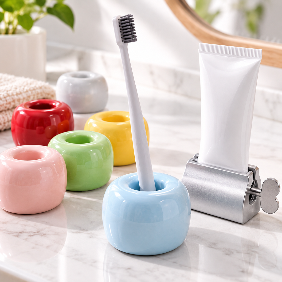 Minimalist Ceramic Toothbrush Holder LoungeYard — product view 1