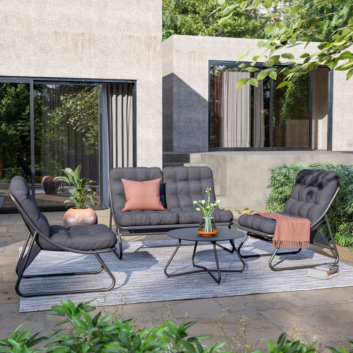 LOUNGE YARD 4-Seat Conversation Sofa Set with Removable Cushion — product view 3