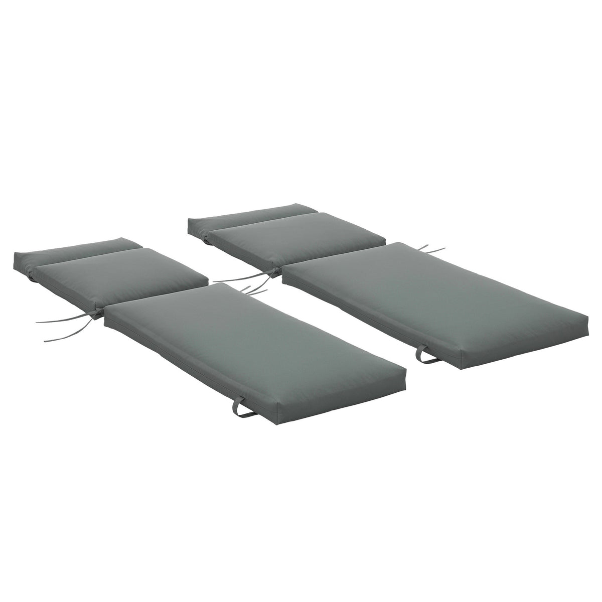 Set of 2 Outdoor Lounge Chair Cushions, 77.2" x 21.7", Dark Grey — product view 1