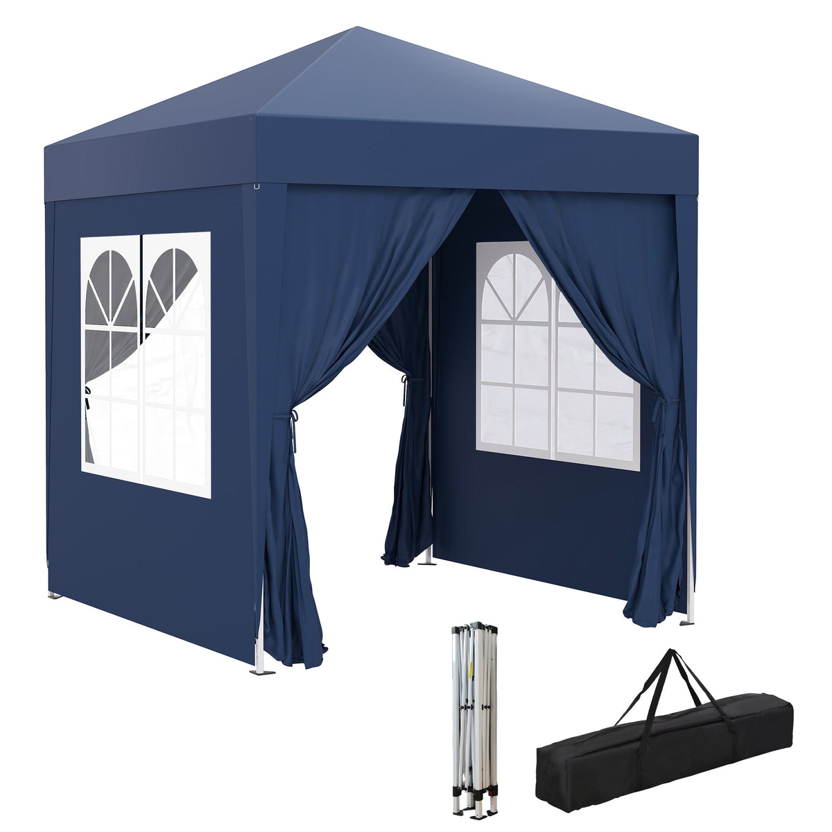 6.6' x 6.6' Pop-Up Canopy Tent with Removable Sidewalls and Carry Bag, Blue — product view 1