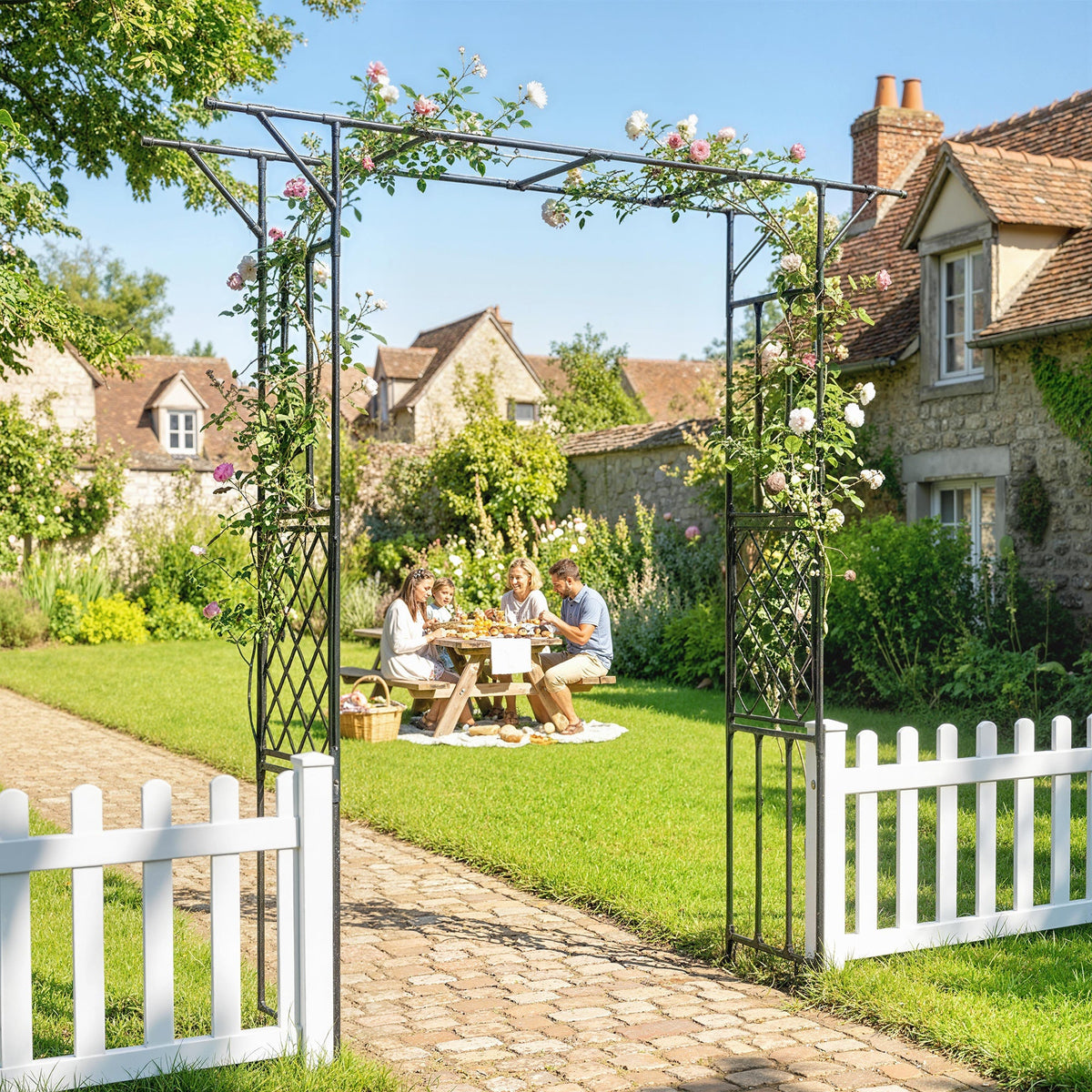 PE-Coated Steel Garden Arch for Climbing Plants, 180 x 40 x 215 cm, Black — product view 3