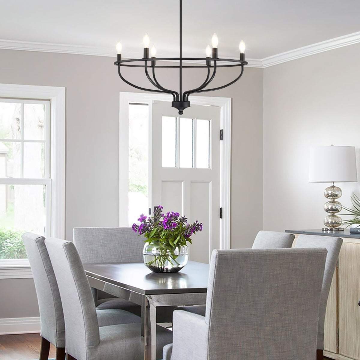 Silva Industrial Metal Candle Chandelier Black/Champagne Living Room/Bedroom — product view 2