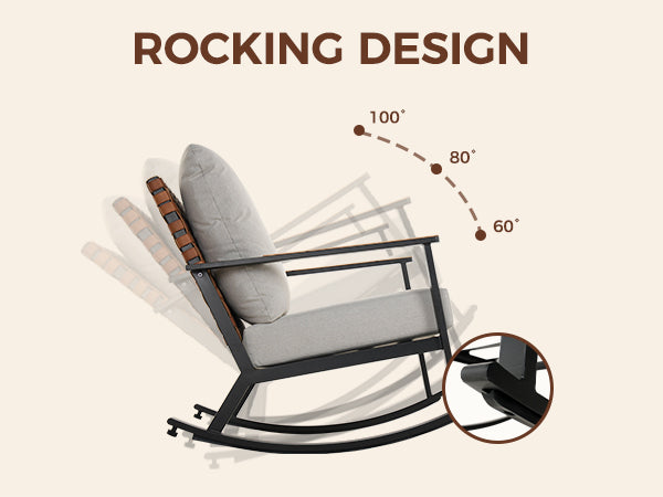 LOUNGE YARD Rocking Chairs Bistro Set with Thick Cushions — product view 2