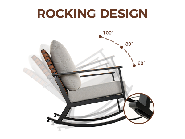 LOUNGE YARD Rocking Chairs Bistro Set with Thick Cushions — product view 5