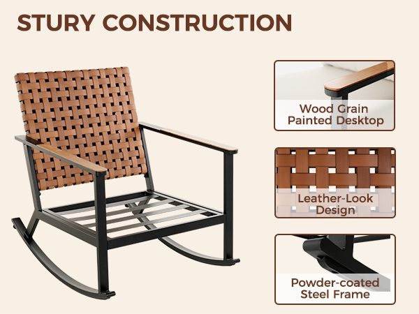 LOUNGE YARD Rocking Chairs Bistro Set with Thick Cushions — product view 7