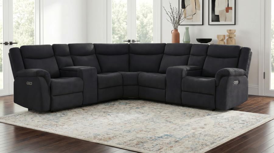 Coaster Hagen Steel Grey Fabric Power Reclining Sectional Sofa – 600500P — product view 1