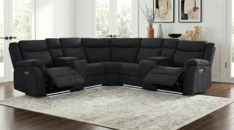 Coaster Hagen Steel Grey Fabric Power Reclining Sectional Sofa – 600500P — product view 2