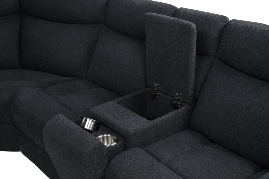 Coaster Hagen Steel Grey Fabric Power Reclining Sectional Sofa – 600500P — product view 4
