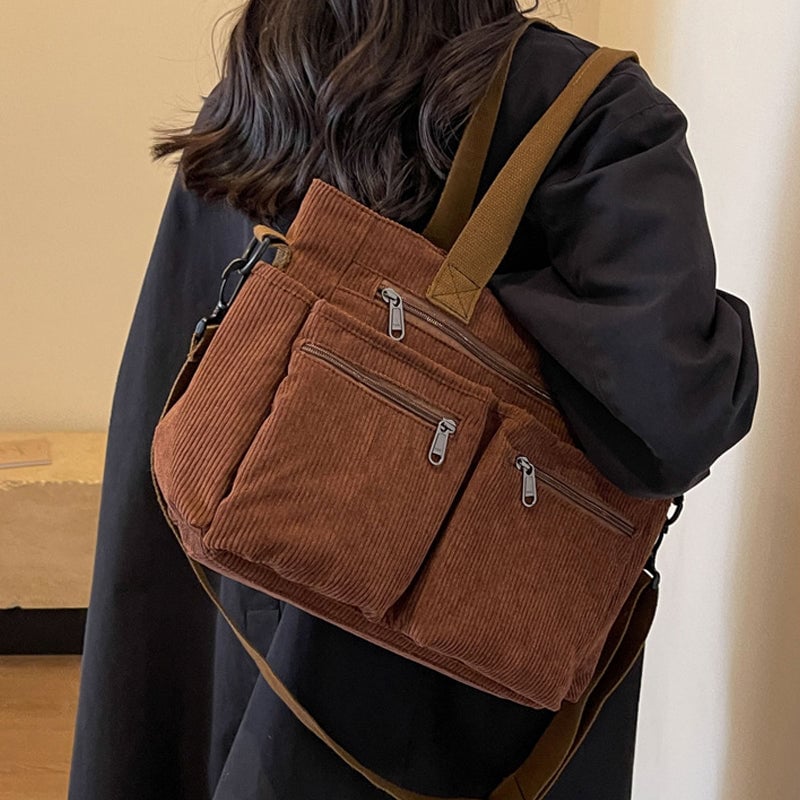 LoungeYard | Solid Color Corduroy Tote Bag — product view 7