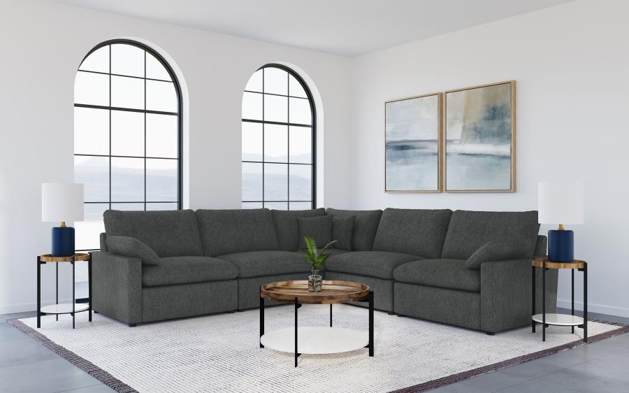 Coaster Collins Dark Grey Fabric 5-Pc Power Motion Sectional Sofa with Charging Ports – 609530P — product view 1