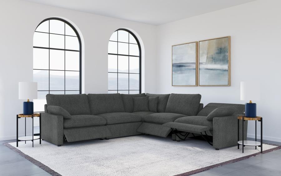 Coaster Collins Dark Grey Fabric 5-Pc Power Motion Sectional Sofa with Charging Ports – 609530P — product view 2