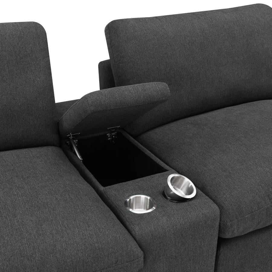 Coaster Collins Dark Grey Fabric 5-Piece Power Home Theater Seating with Console Centers – 609531PT — product view 4