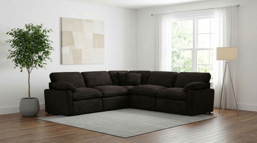 Coaster Collins Chocolate Brown Corduroy Power Motion Sectional Sofa with Charging Ports – 610350P — product view 1