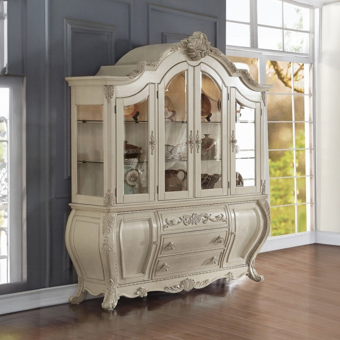 Ragenardus Antique White Finish Wood Curio China Cabinet Hutch & Buffet - 61284 — product view 1