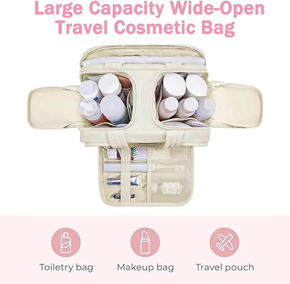 LoungeYard | 4-in-1 Puffy Toiletry Bag for Women – Large Travel Makeup & Skincare Organiser — product view 5
