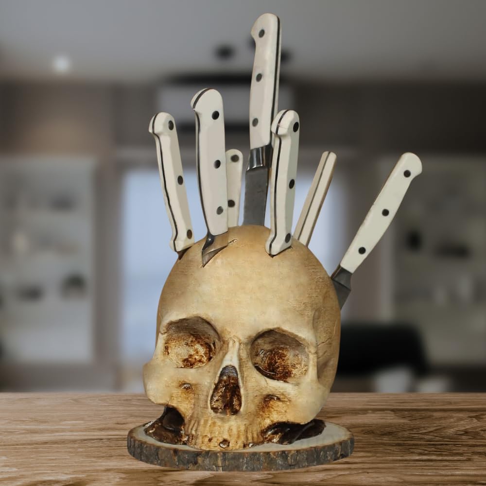 LoungeYard | Gothic Skull Knife Holder – Decorative Resin Kitchen Organizer — product view 1