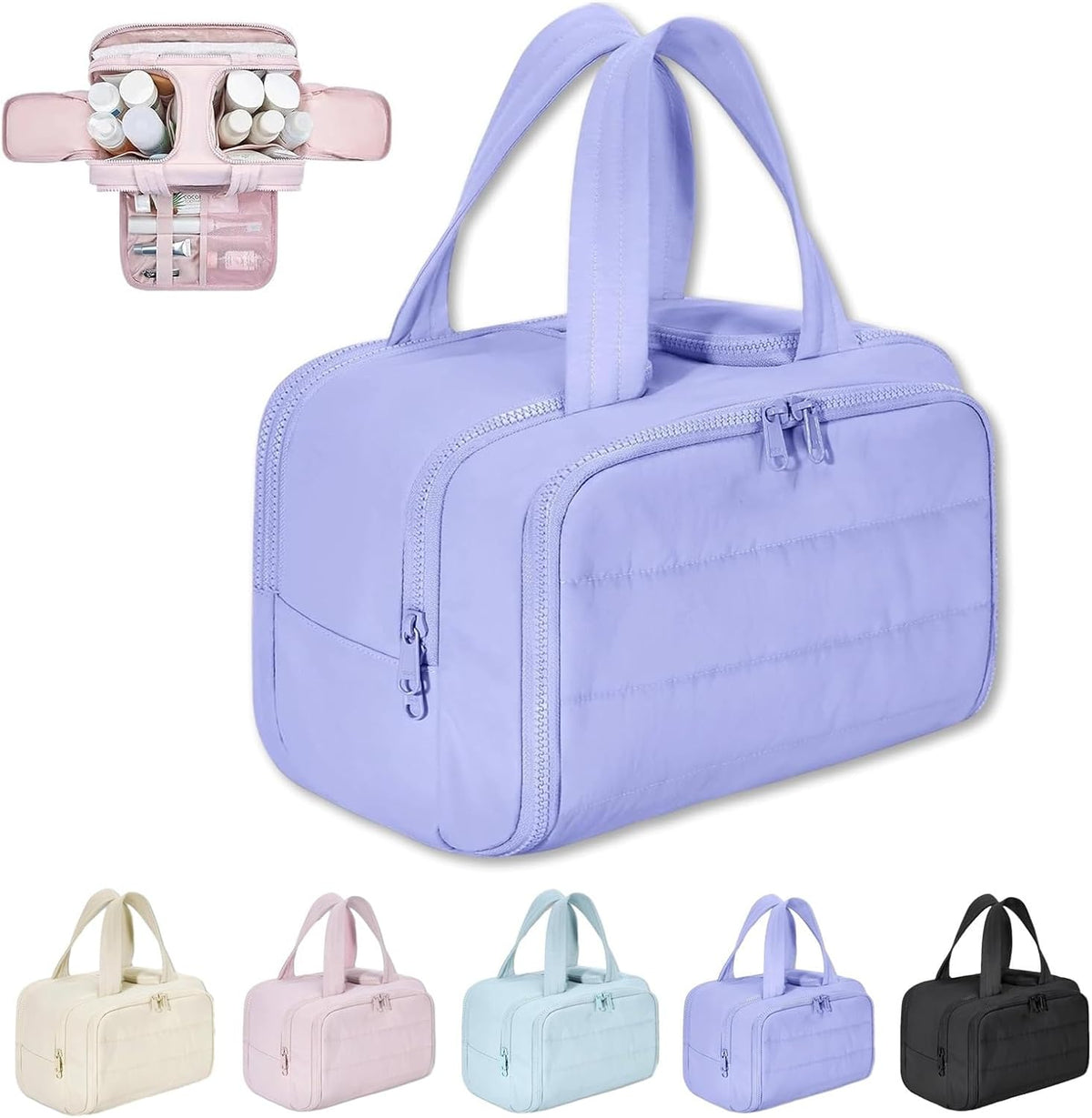 LoungeYard | 4-in-1 Puffy Toiletry Bag for Women – Large Travel Makeup & Skincare Organiser — product view 4